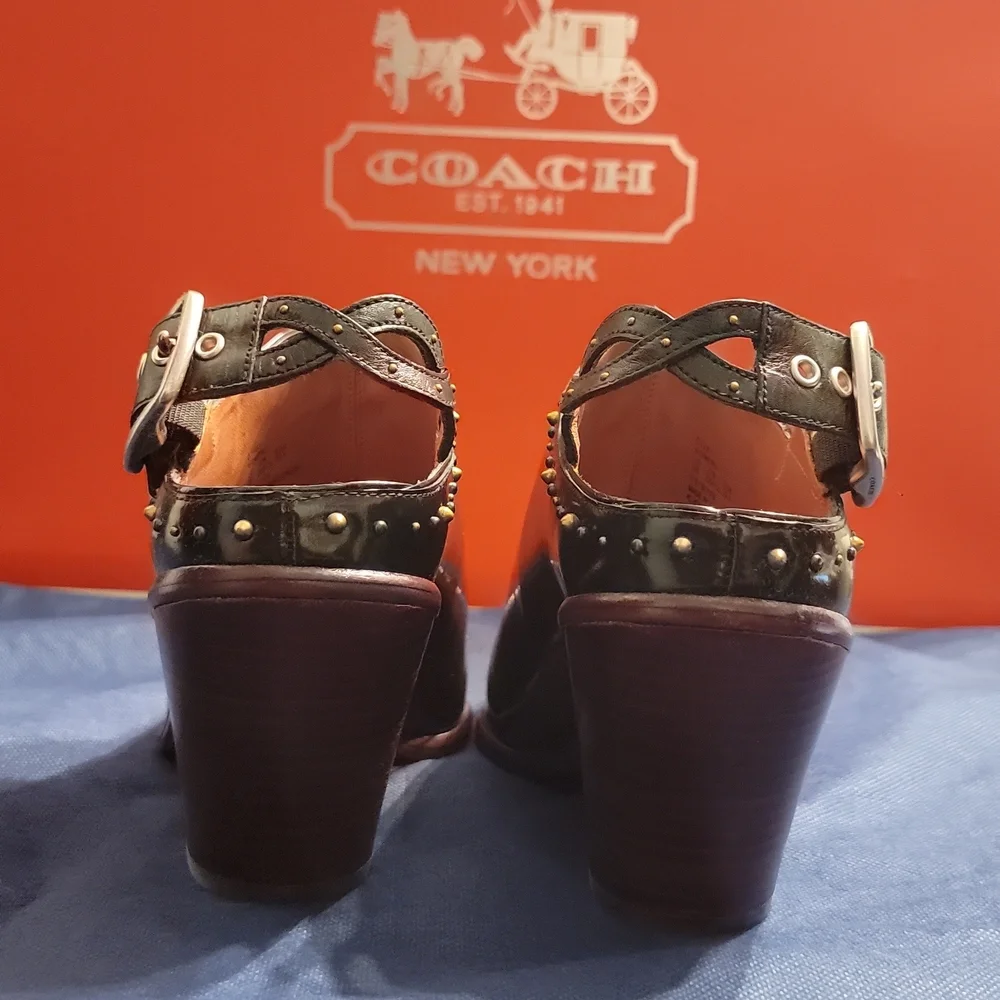 NWOT Coach Western Mule w/ Prairie Rivets and block heel (G1981) NWOT/Box - Picture 8 of 10